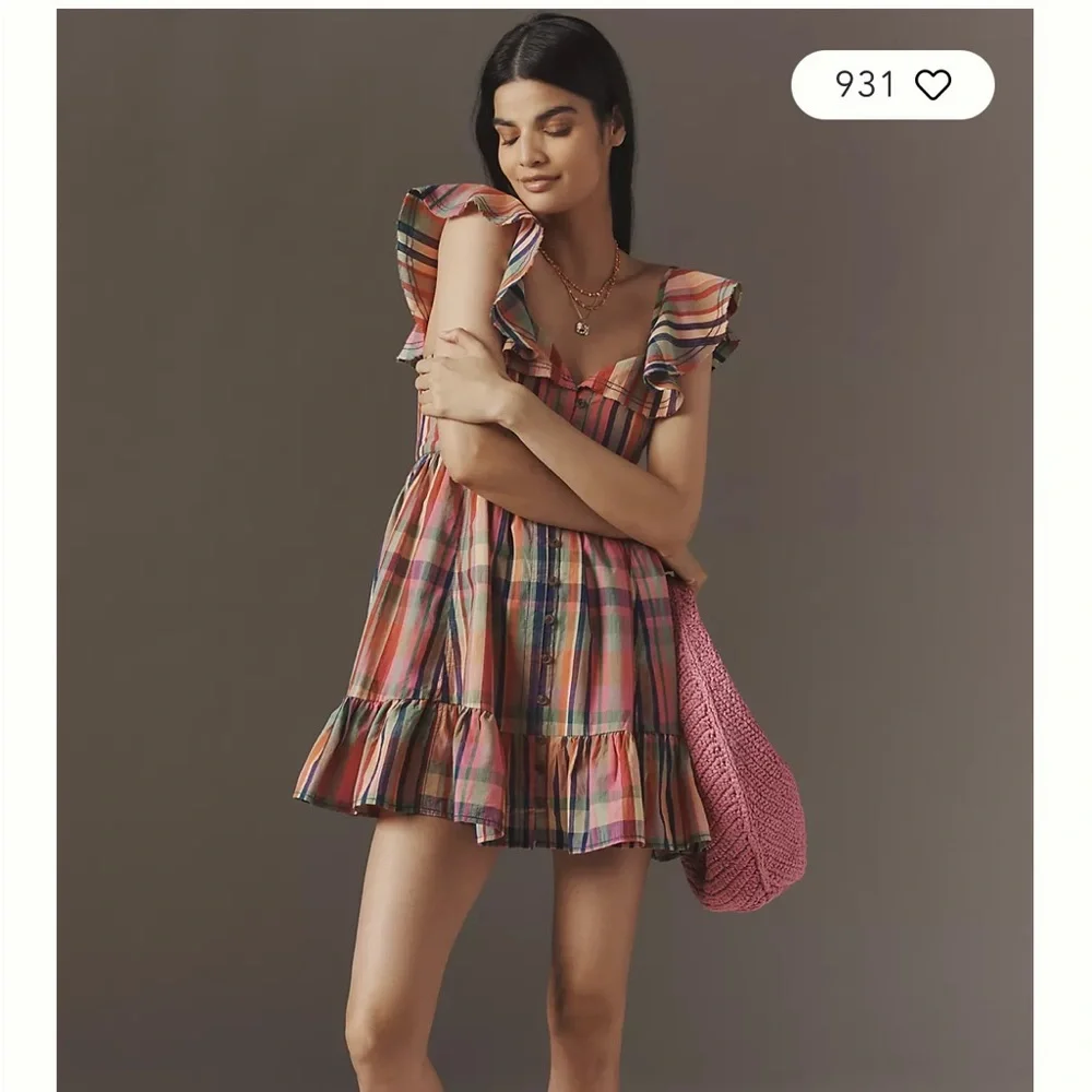 Pilcro Short-Sleeve Mini Babydoll Dress - Picture 1 of 12